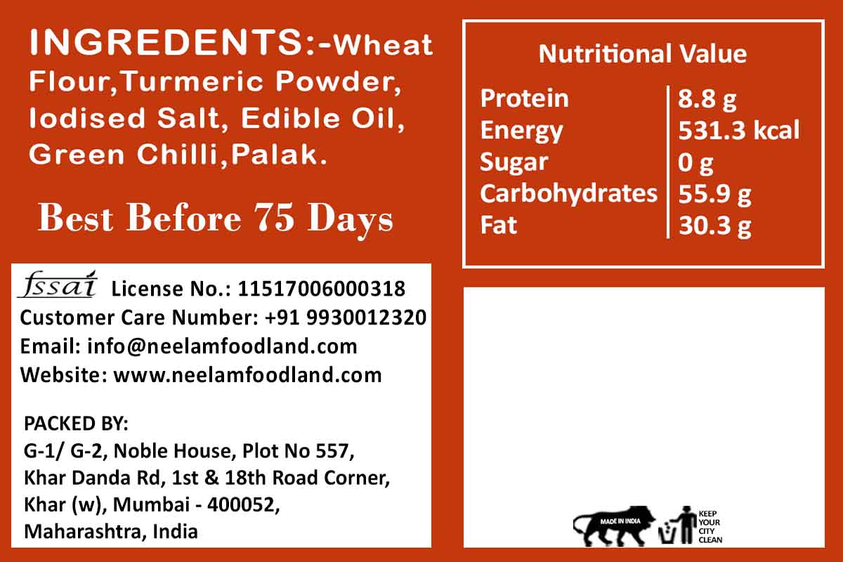 Whole Wheat Palak Bhajiya Khakhra 250 Gm