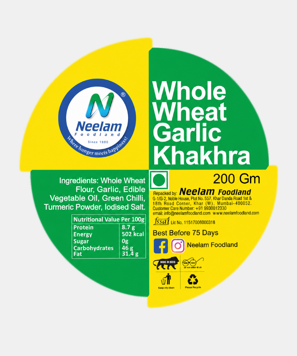 Whole Wheat Garlic Khakhra Mini 200 Gm