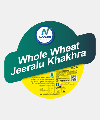 Whole Wheat Jeeralu Khakhra 250 Gm