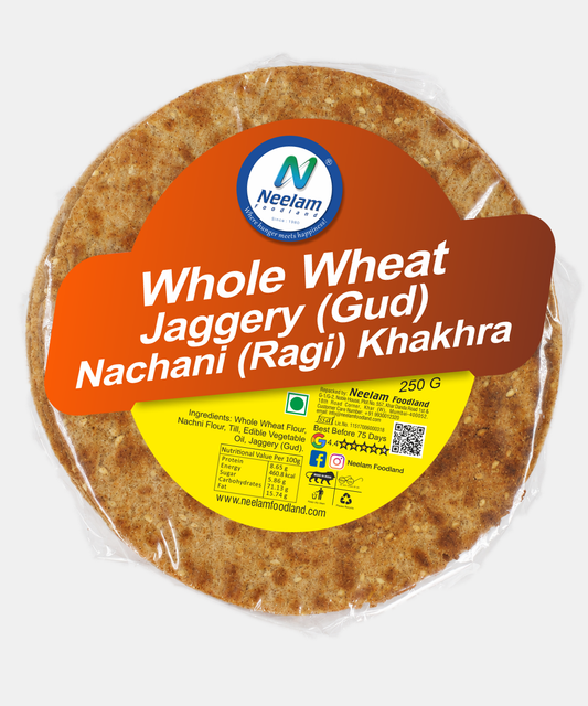 Whole Wheat Jaggery (gud) Nachani (ragi) Khakhra 250 Gm
