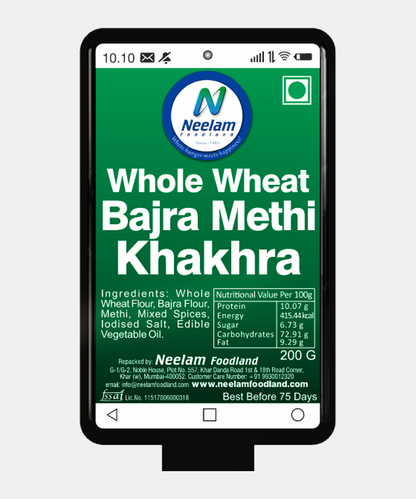 Whole Wheat Bajra Methi Khakhra Mobile 200 Gm