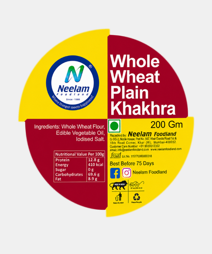 Whole Wheat Plain Khakhra Mini 200 Gm