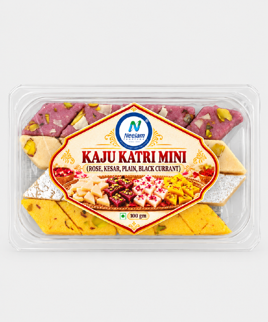 Kaju Katri Mini ( Rose, Kesar, Plain, Black Currant ) 100 Gm