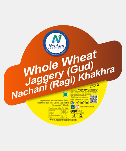 Whole Wheat Jaggery (gud) Nachani (ragi) Khakhra 250 Gm