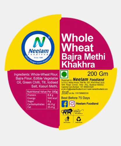 Whole Wheat Bajra Methi Khakhra Mini 200 Gm