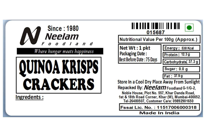 QUINOA KRISPS CRACKERS 125 GM