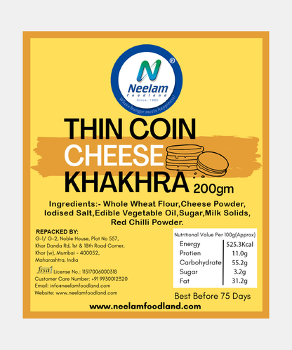 Thin Coin Cheese Khakhra 200 Gm