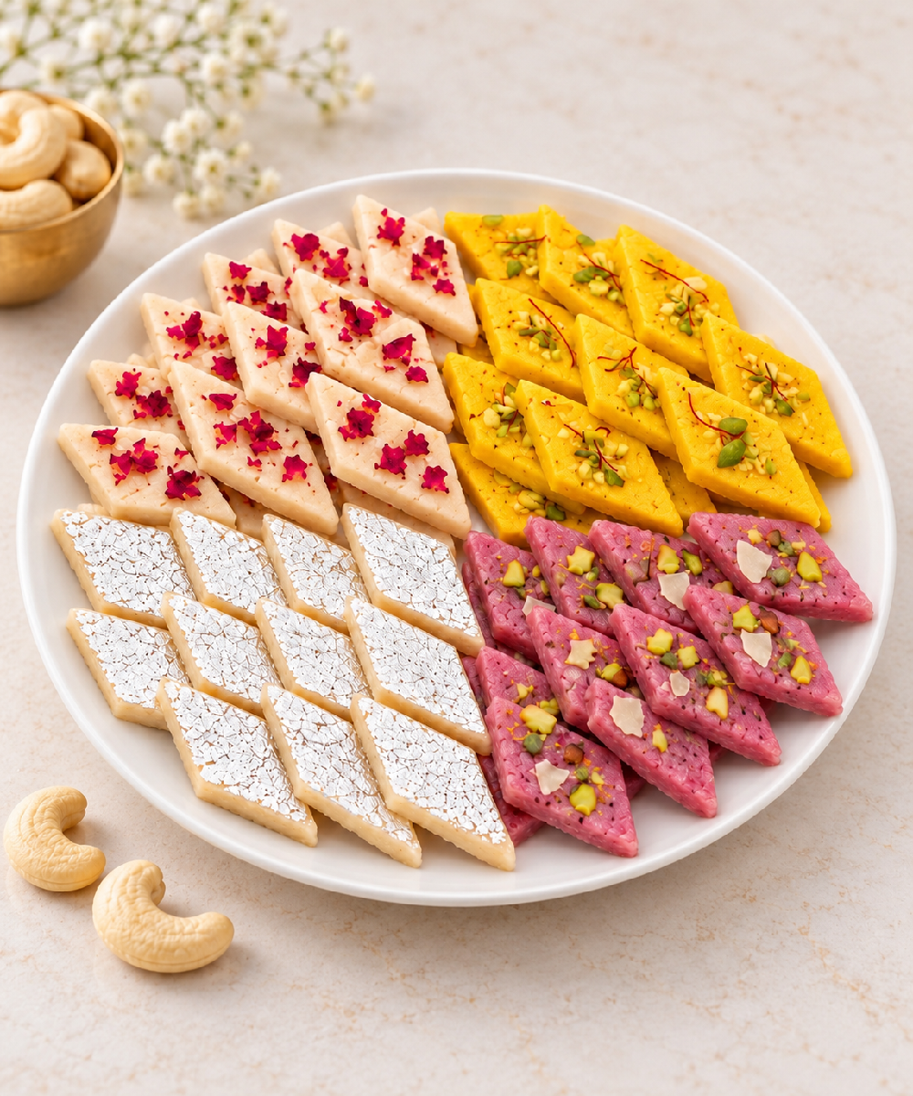 Kaju Katri Mini ( Rose, Kesar, Plain, Black Currant ) 100 Gm