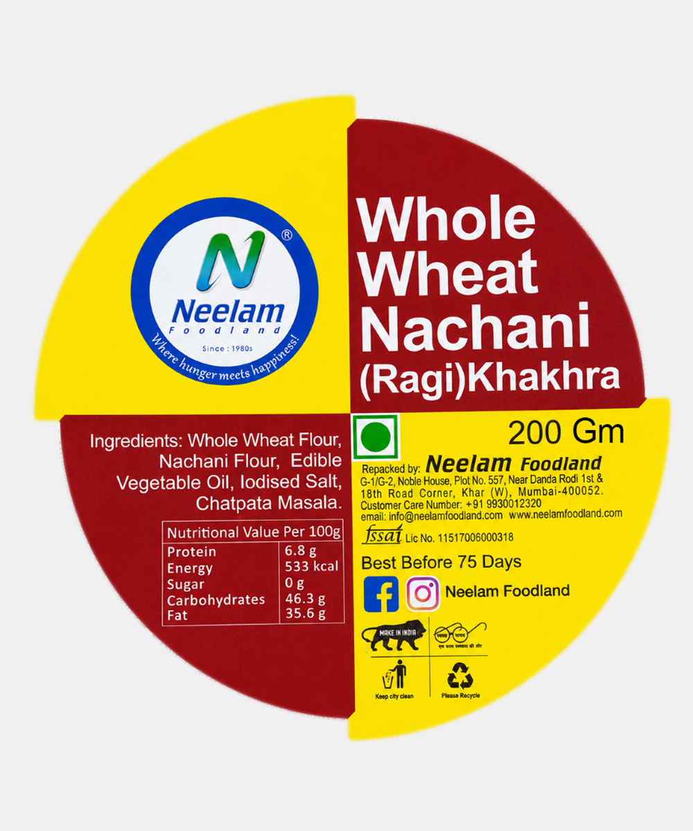 Whole Wheat Nachani (ragi) Khakhra Mini 200 Gm
