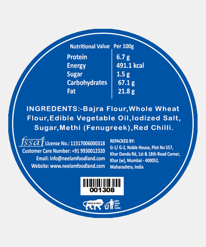 Roasted Bajra Methi Bhakri 200 Gm
