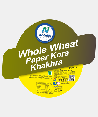 Whole Wheat Paper Kora Khakhra 250 Gm