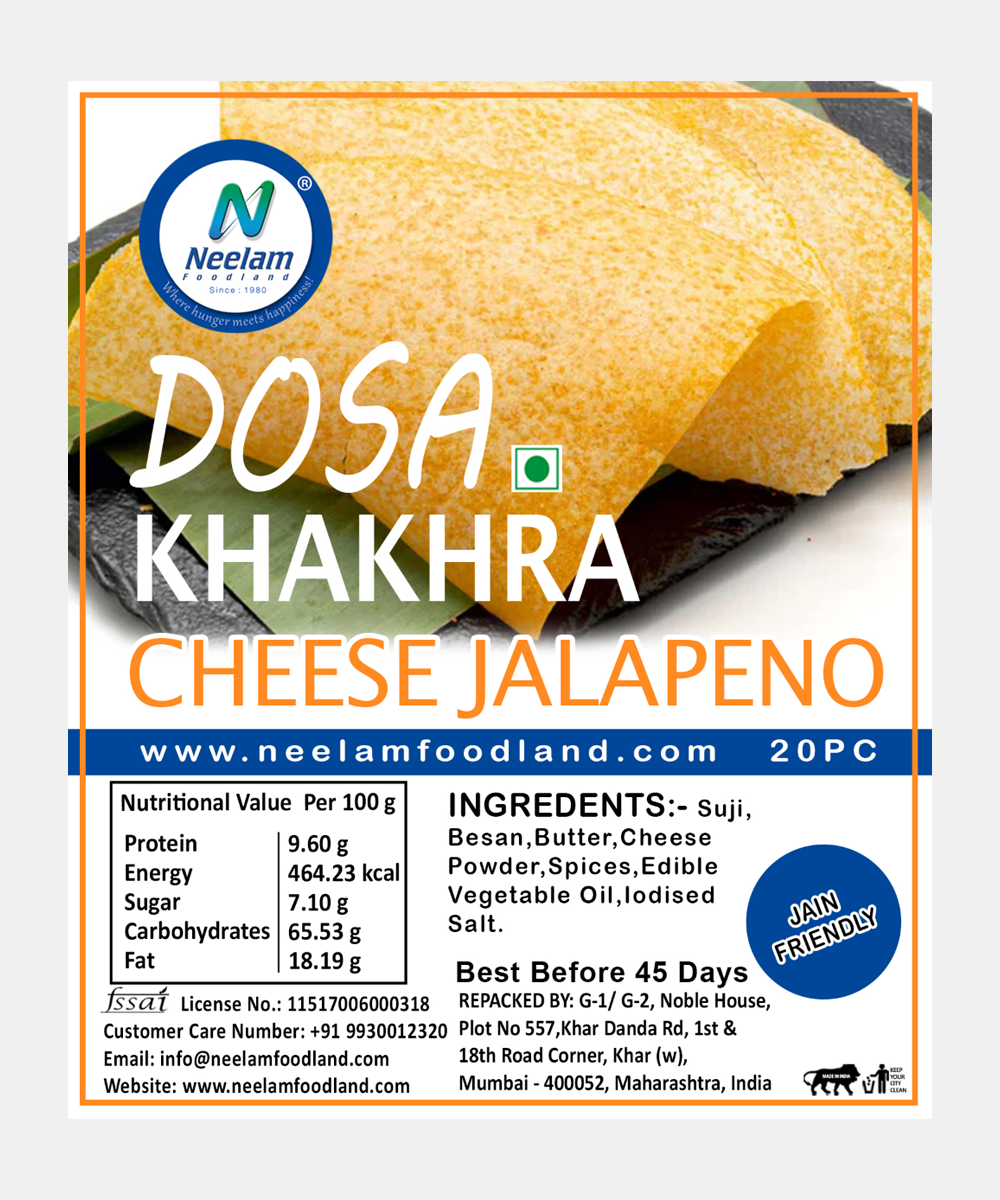 Dosa Khakhra Cheese Jalapeno 20 Pieces