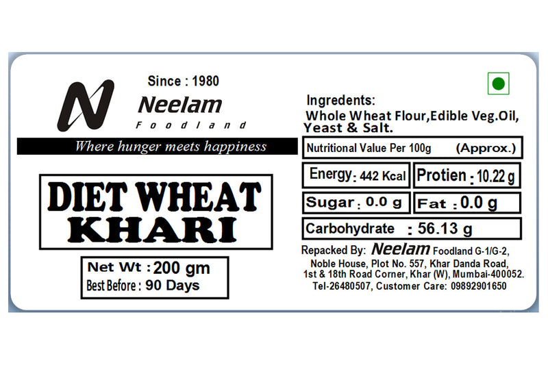 DIET WHEAT KHARI BISCUITS 200 GM