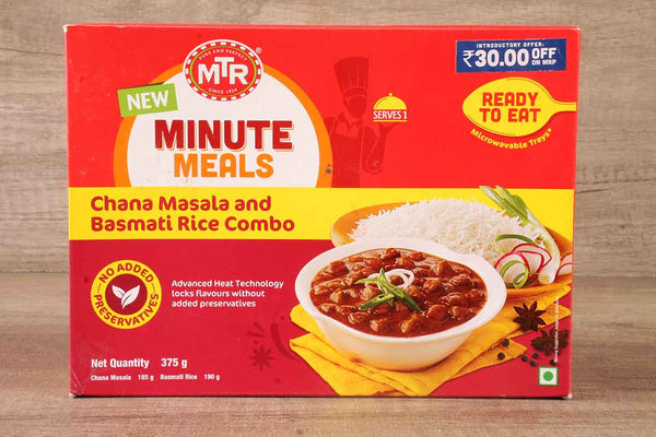 MTR CHANA MASALA AND BASMATI RICE COMBO READY TO EAT 375 GM